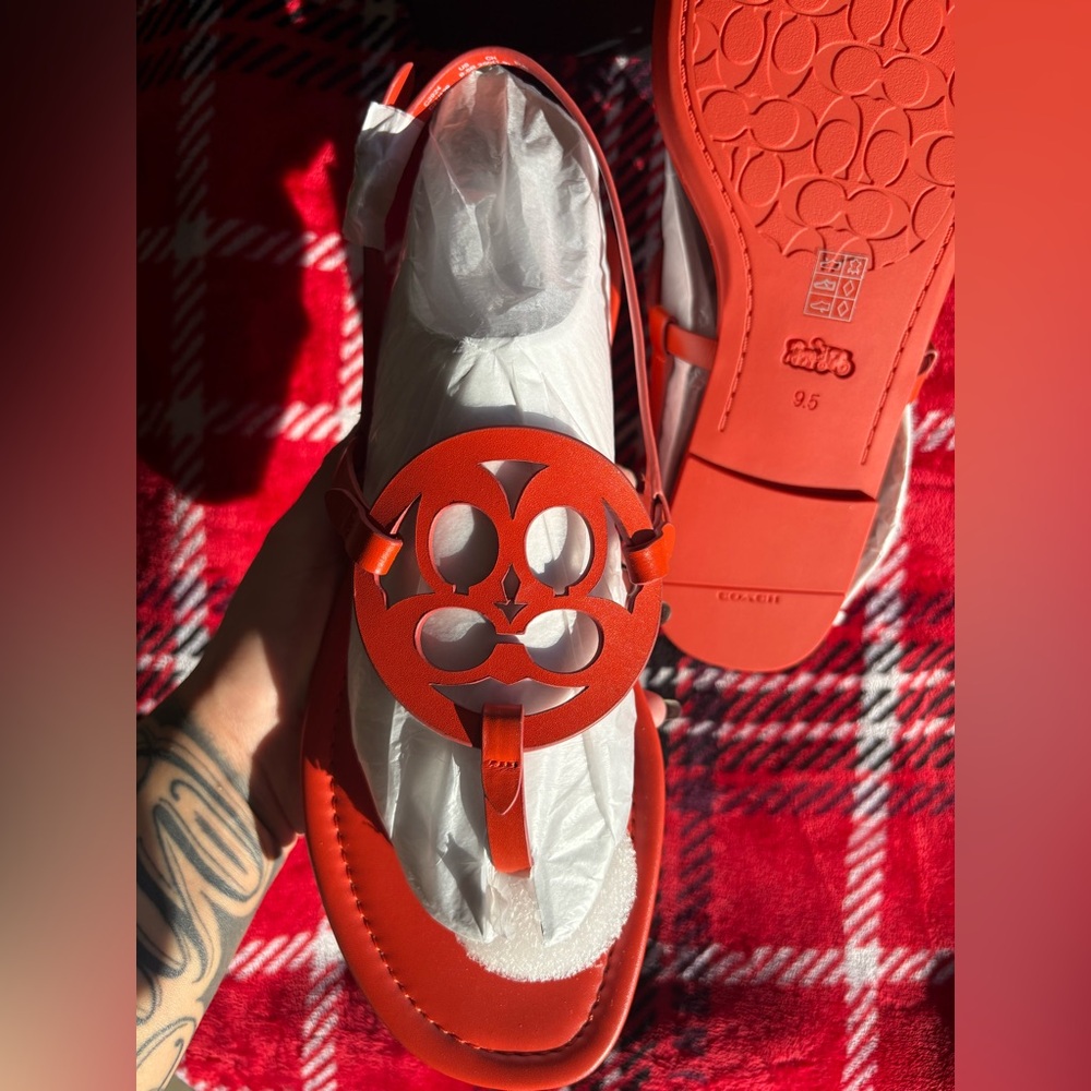 Coach Orange Cutout Sandals